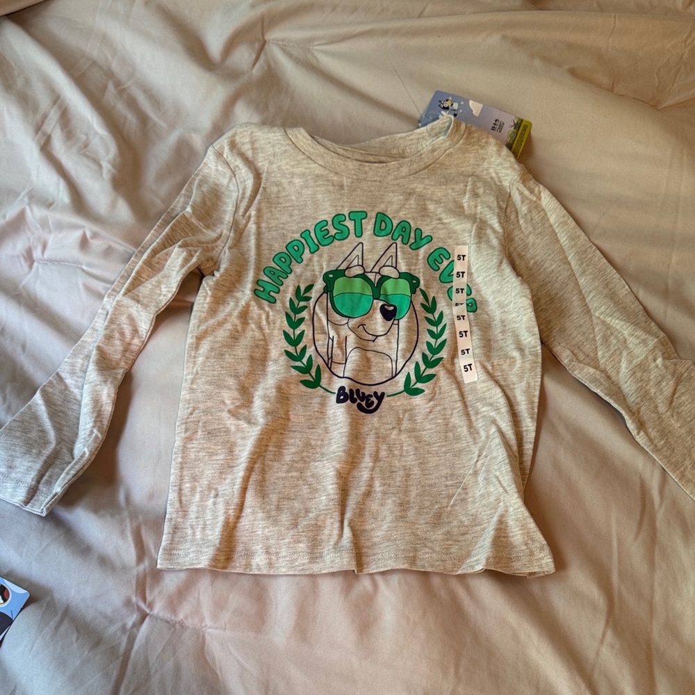 Disney Cream and Green Long Sleeve Kids Shirt